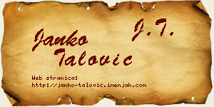 Janko Talović vizit kartica